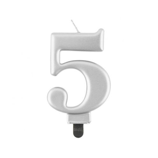 Picture of CANDLE NUMBER 5 - METALLIC SILVER